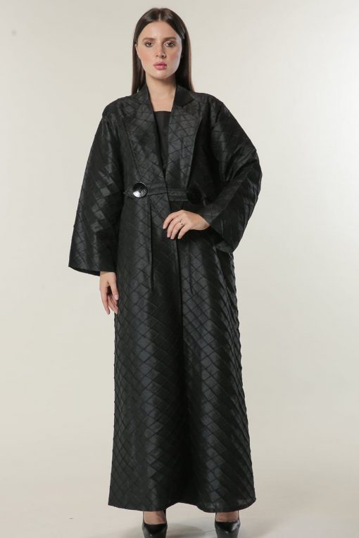 Black Jaquard Coat Abaya