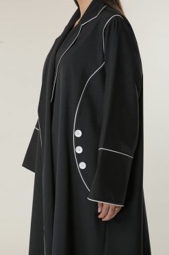 Black Abaya with white pipin 7 MOILASR2117 4 Black Abaya with white pipin