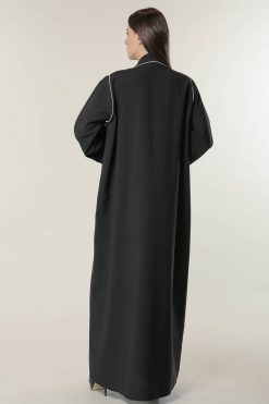 Black Abaya with white pipin 6 MOILASR2117 3 Black Abaya with white pipin