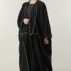 Black Loose Fitting open Abaya