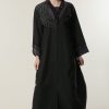 Black Abaya with Pleated Collar