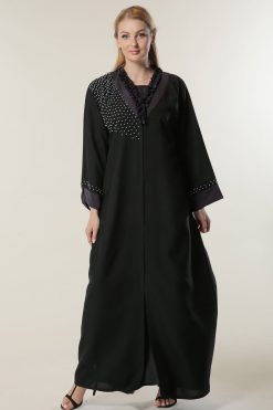 Black Abaya with Pleated Collar