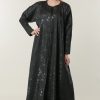 Black Jaquard Abaya