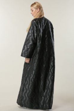 MOILASR2107 3 Black Jaquard Coat Style Abaya