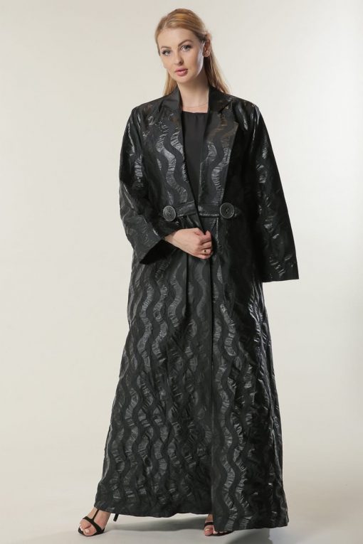Black Jaquard Coat Style Abaya