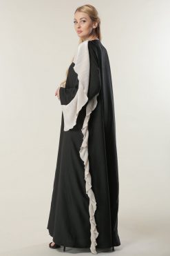 MOILASR2099 3 Black Casual Abaya with Frills