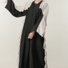 عباية سوداء كاجوال مزينة بكشكشة 9 Black Casual Abaya with Frills