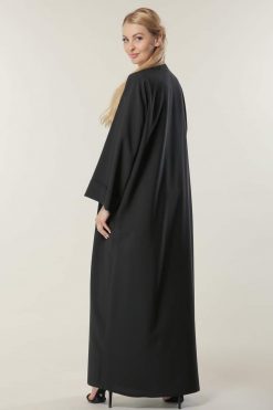 MOILASR2096 3 Black Abaya with Jaquard Panel