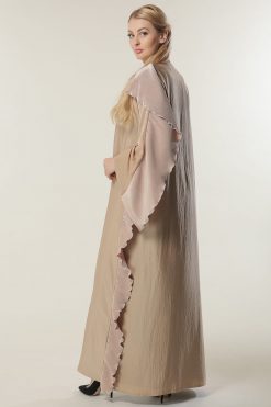 MOILASR2095 3 Ruffle Beige Abaya