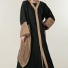 Black Abaya With contrast pleated panels