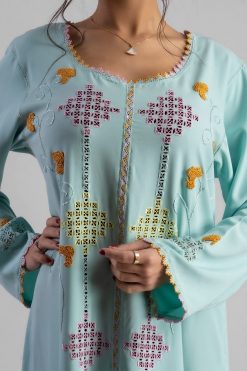 QAA 000022 3 Blue Embroidered Jalabiya