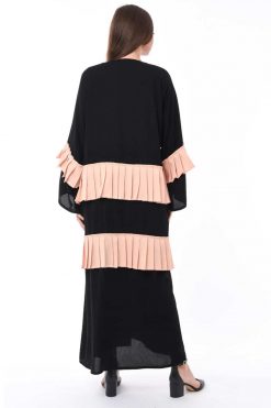 MOIS3138 4 Peach Pleats Abaya