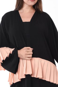 MOIS3138 3 Peach Pleats Abaya
