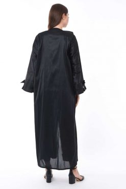 MOIS3129 4 Black Plain Abaya with Panels