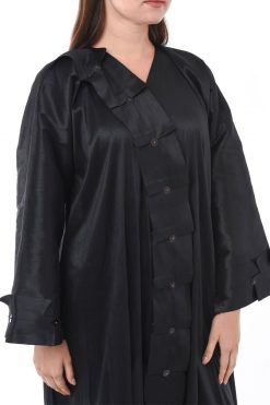 MOIS3129 3 Black Plain Abaya with Panels