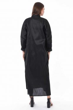 MOIS3127 4 Black Plain Open Abaya