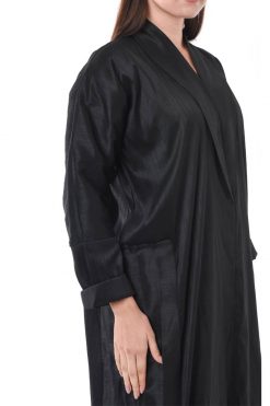 MOIS3127 3 Black Plain Open Abaya