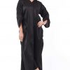 Black Plain Abaya with Pleated Sleeves
