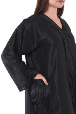 MOIS3125 3 Black Plain Abaya