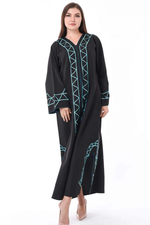 Turquoise Embroidery Abaya - Heracloset Online