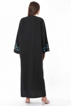 Turquoise Embroidery Abaya 6 MOIS3121 3 Turquoise Embroidery Abaya