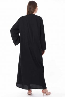 MOIS3110 4 Black and White Open Abaya