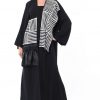 Black and White Open Abaya