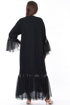 MOIS3109 4 Mesh Hem Abaya