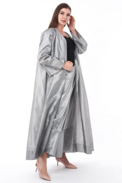 عباية قطعتين باللون الرمادي مع تنورة 14 MOIS3102 2 1 Grey two piece Abaya With Skirt