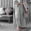 Grey two piece Abaya With Skirt