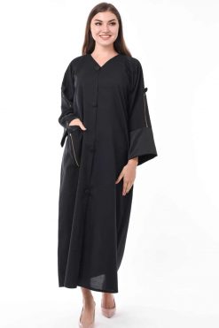 Zipper Abaya Black