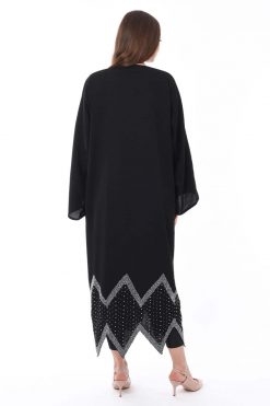 عباية متعرجة باللون الأسود 7 MOIS3098 4 Black Zigzag Abaya