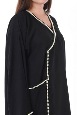 MOIS3095 3 Pearl Work Abaya