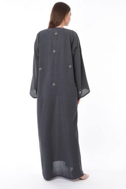 MOIS3090 4 Linen Grey Abaya
