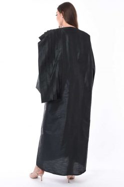 MOIS3084 4 Pleated Black Abaya