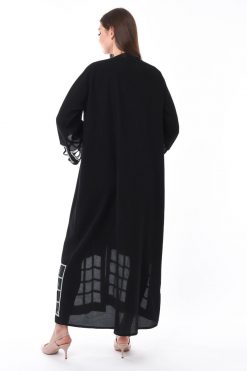 MOIS3081 4 Black Laser Cut Abaya