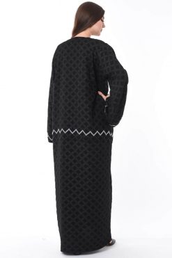 MOIS3070 4 Jacquard Black Abaya