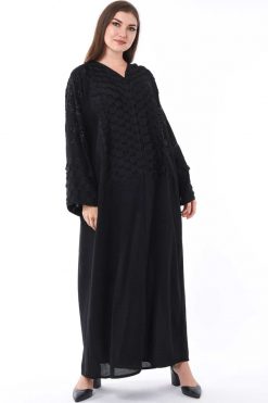 Black Abaya with Checkered Panels