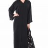 Black Thread Work Abaya