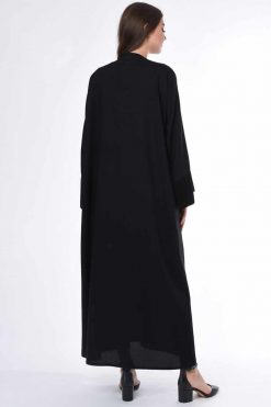 MOIS3065 4 Black Abaya with Velvet