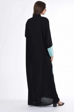 MOIS3055 3 Black Linen Abaya