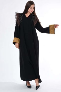 Linen Abaya design with Feathe