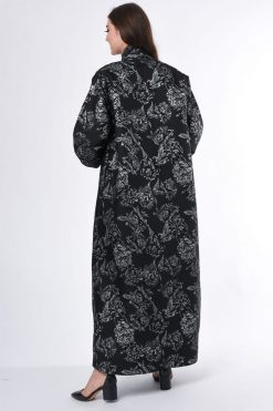 MOIS3049 4 Black Jacquard Abaya