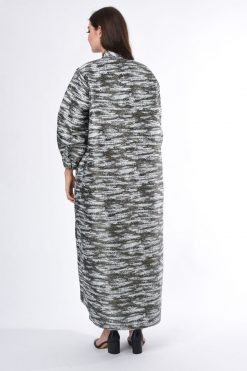MOIS3048 4 Modern Coat Style Jacquard Abaya