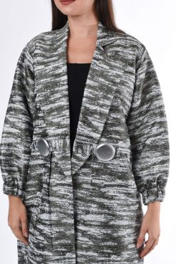 MOIS3048 3 Modern Coat Style Jacquard Abaya