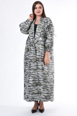 Modern Coat Style Jacquard Abaya