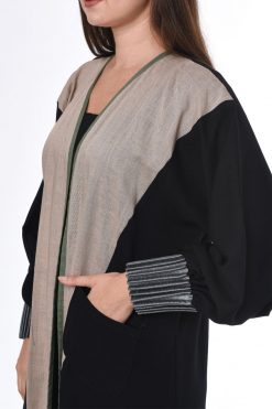 MOIS3043 3 Pleated Sleeves Abaya