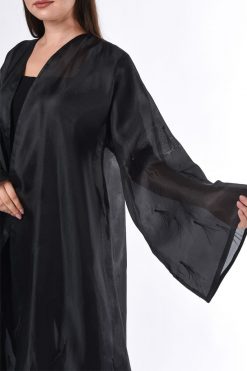 MOIS3042 3 Black see through Abaya