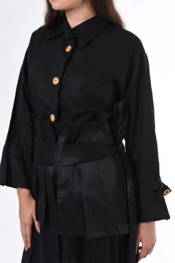 MOIS3039 3 Black Belt Abaya