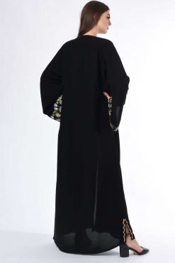 عباية مطرزة بالزهور دبي 7 MOIS3038 4 Flower Embroidered Abaya Dubai